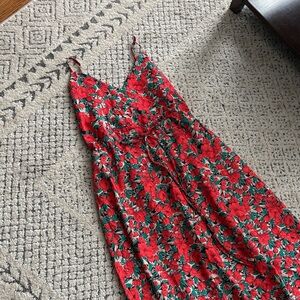 Large Floral Red Maxi Dress
